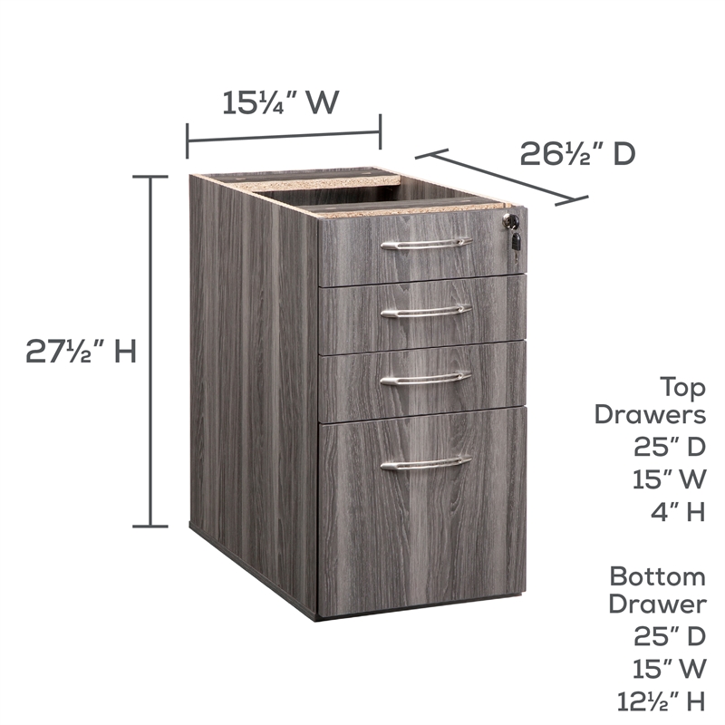 Mayline Aberdeen Series 4 Drawer File Cabinet in Gray Steel