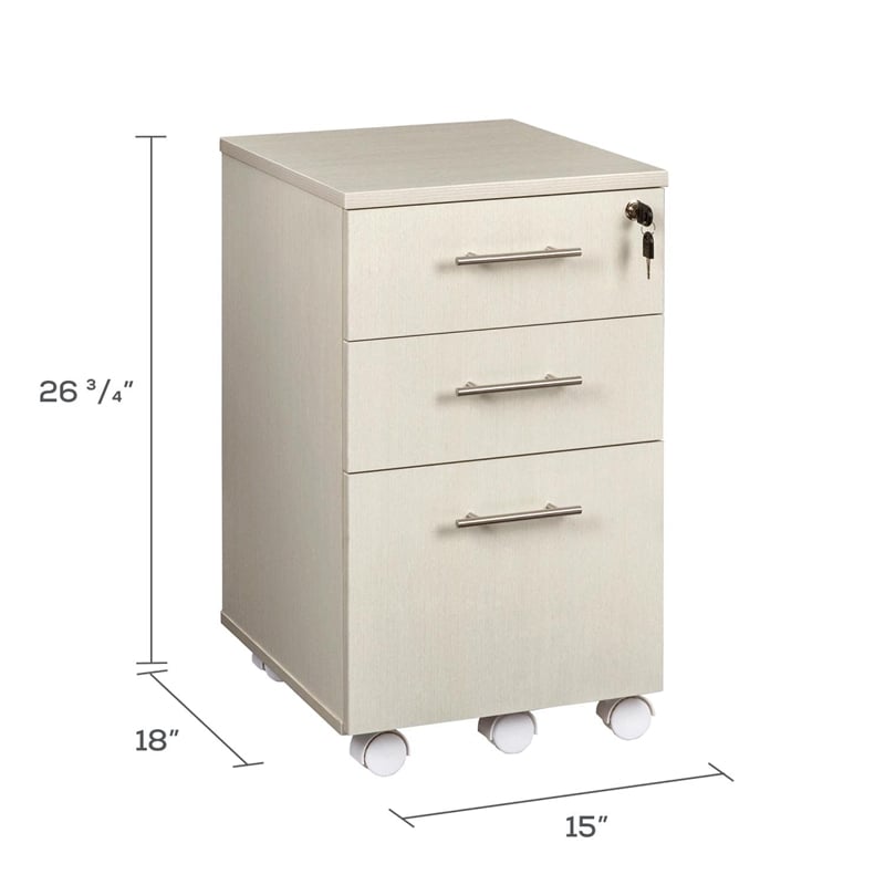 Mayline Medina Series 3 Drawer File Cabinet in Sea Salt White