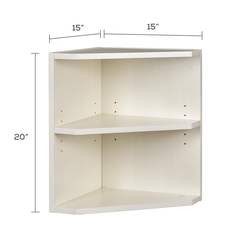 Mayline Medina Series 2 Shelf Corner Bookcase in Sea Salt