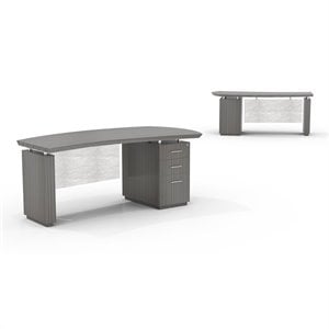 Mayline Sterling Series Right Single Pedestal Desk w/File Cabinet in Driftwood
