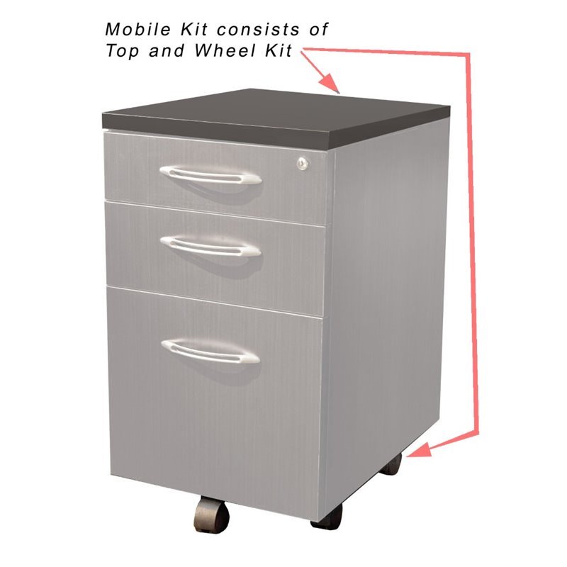 Mayline Aberdeen 3 Drawer Steel Mobile Kit in Gray Steel Laminate