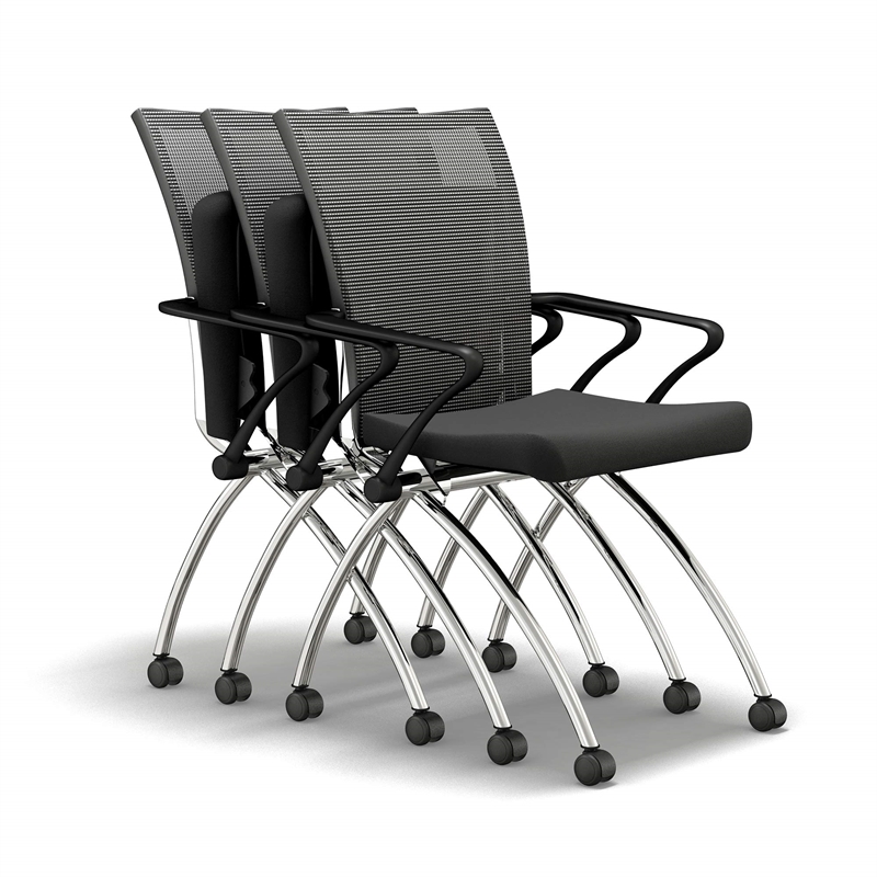 Mayline Valore High-Back Guest Chair in Black and Red (Set of 2)