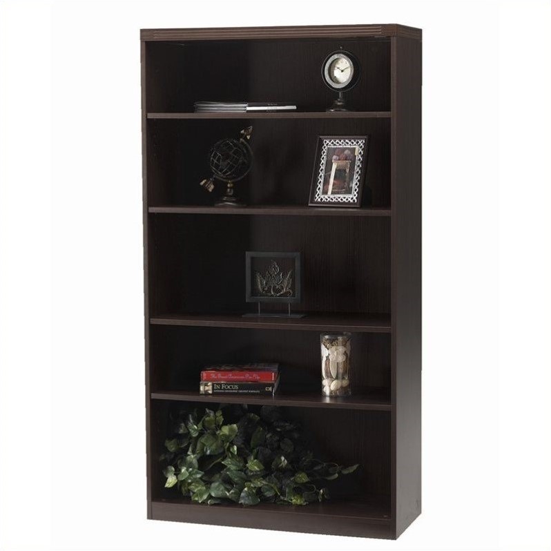 Mayline Aberdeen 5 Shelf Bookcase in Mocha