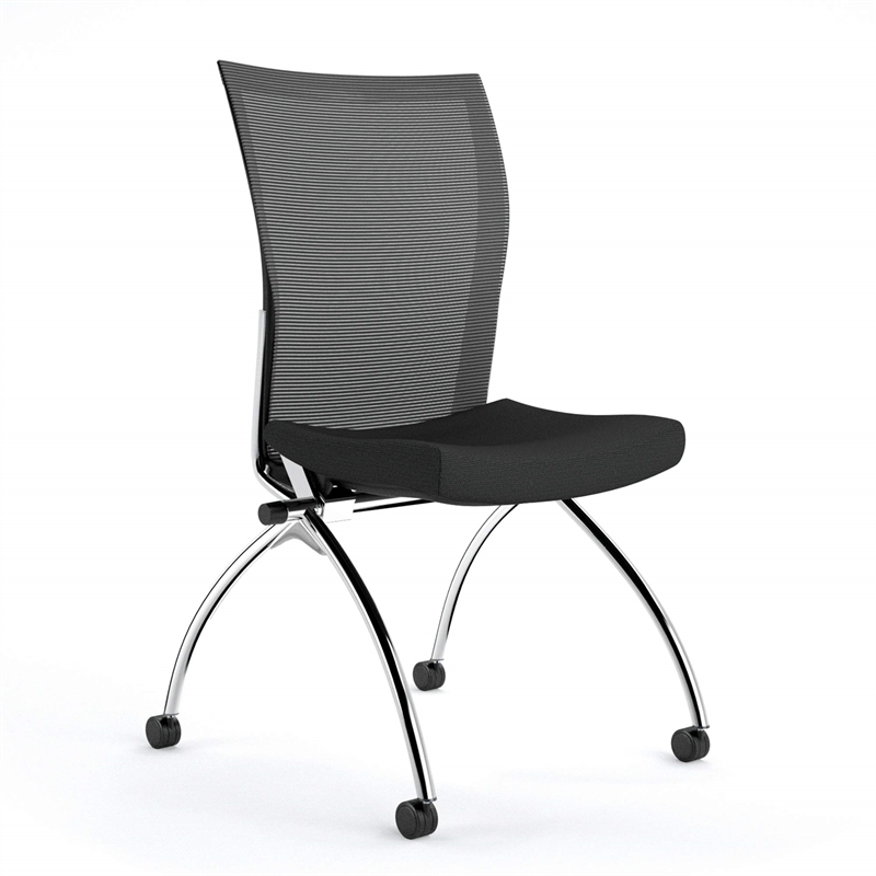 Mayline Valora Series High-Back Nesting Guest Chair in Black (Set of 2)