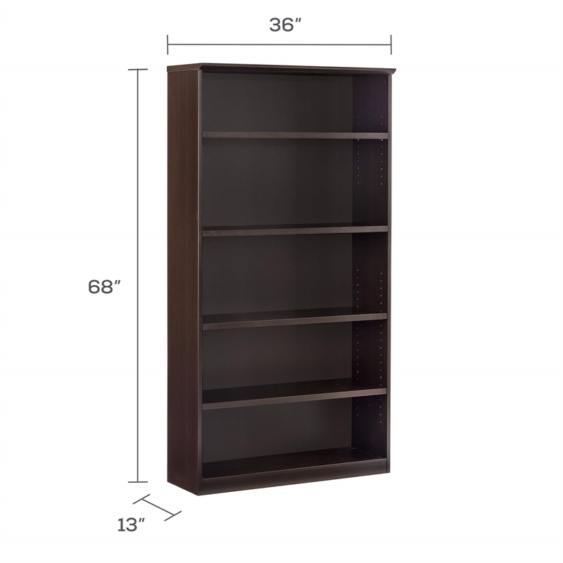 Mayline Medina Bookcase (5 Shelf) in Mocha