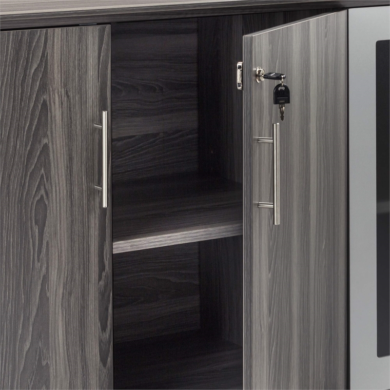 Mayline Medina Low Wall Cabinet with Doors in Gray Steel