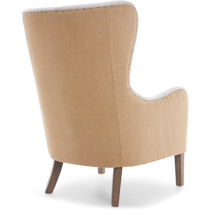 Elle Decor Mid-Century Wingback Accent Chair in Beige