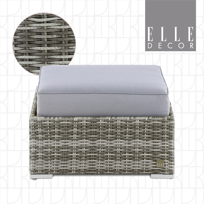 Elle Decor Vallauris Outdoor Ottoman with Cushion Grey