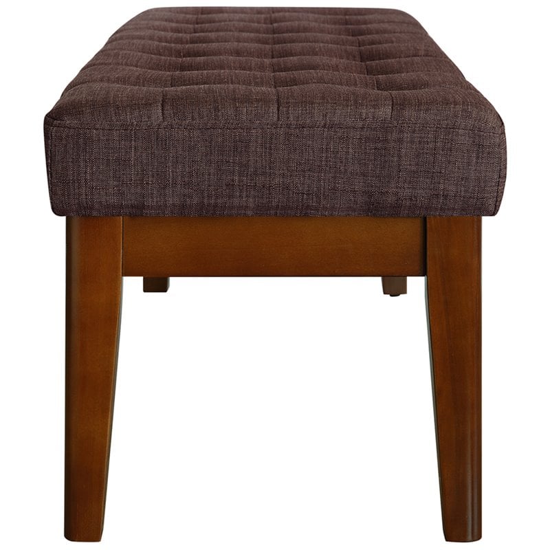 Elle Decor Claire Tufted Bench in Chocolate Brown