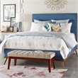 Elle Decor Claire Tufted Top and Solid Wood Frame Bench in Vanilla Cream