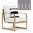 Elle Decor Mirabelle Outdoor Arm Chair in White and French Gold