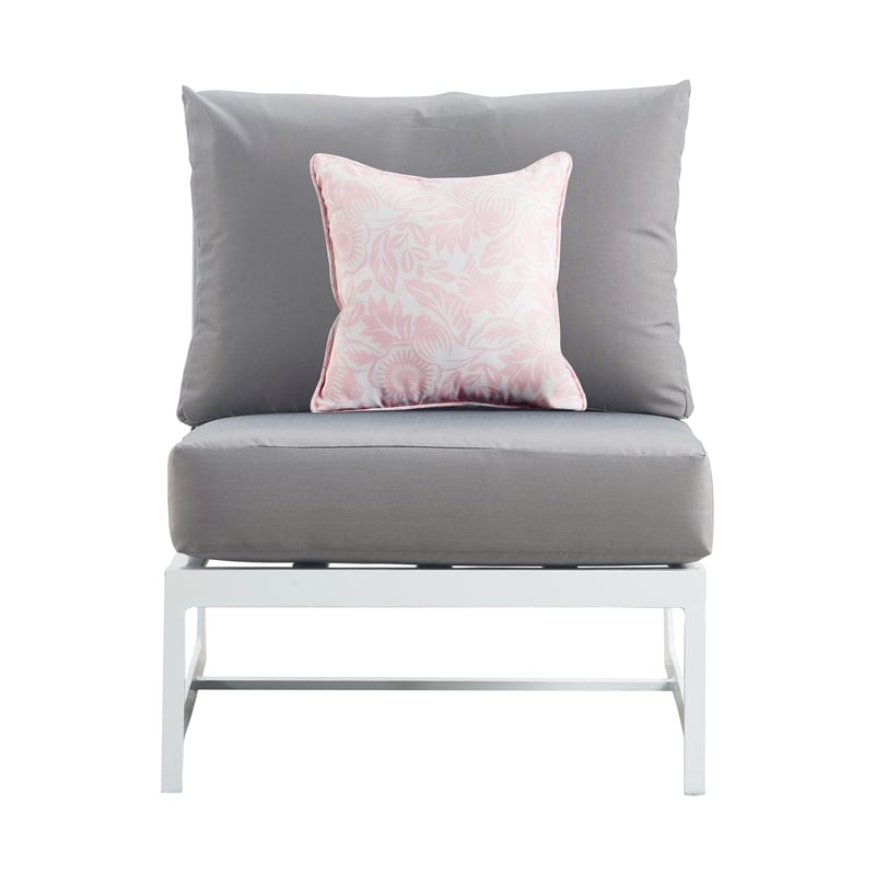 Elle Decor Mirabelle Outdoor Armless Chair in Gray and French White