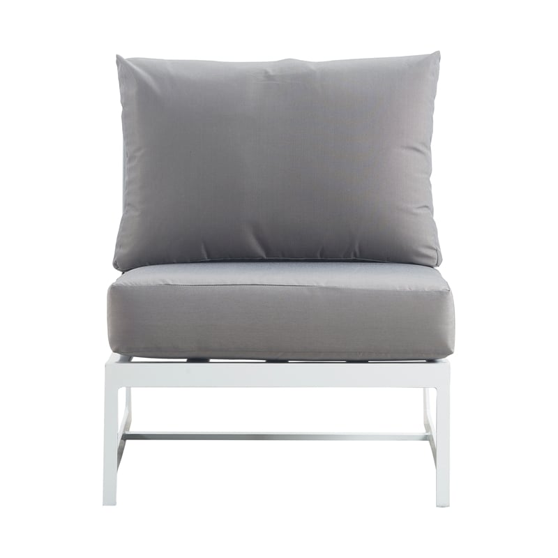 Elle Decor Mirabelle Outdoor Armless Chair in Gray and French White