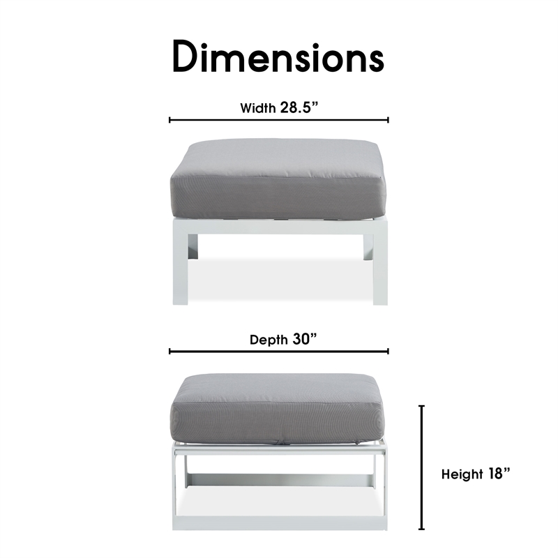 Elle Decor Mirabelle Outdoor Ottoman in Gray and French White