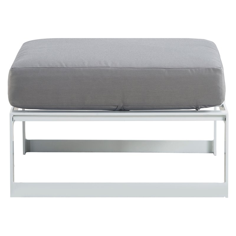 Elle Decor Mirabelle Outdoor Ottoman in Gray and French White
