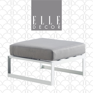 Elle Decor Mirabelle Outdoor Ottoman in Gray and French White
