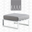 Elle Decor Mirabelle Outdoor Ottoman in Gray and French White