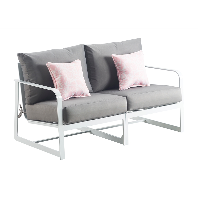 Elle Decor Mirabelle Outdoor Sofa in Gray and French White