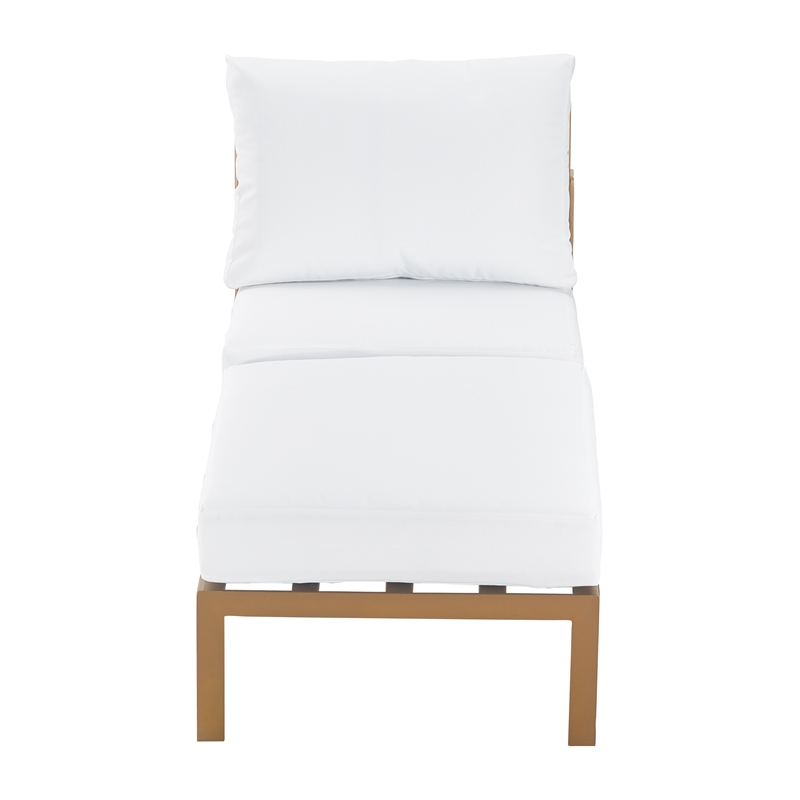 Elle Decor Mirabelle Outdoor Armless Lounge Chair in White and French Gold