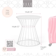 Elle Decor Lulu Modern Hourglass End Table with Metal Top for Bedroom White