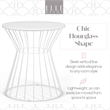 Elle Decor Lulu Modern Hourglass End Table with Metal Top for Bedroom White