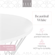 Elle Decor Lulu Modern Hourglass End Table with Metal Top for Bedroom White
