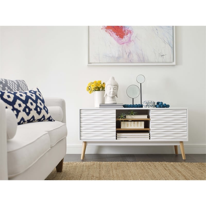 Elle Decor Aurie Media Console in French White