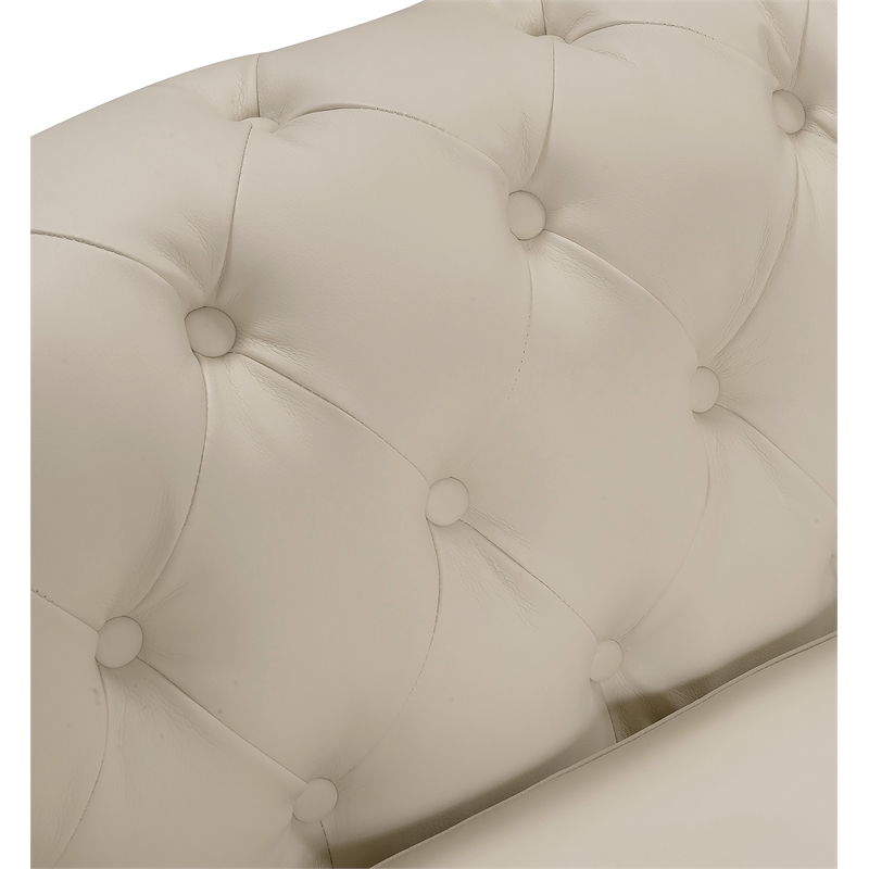 Elle Decor Amery Tufted Sofa in French Ivory