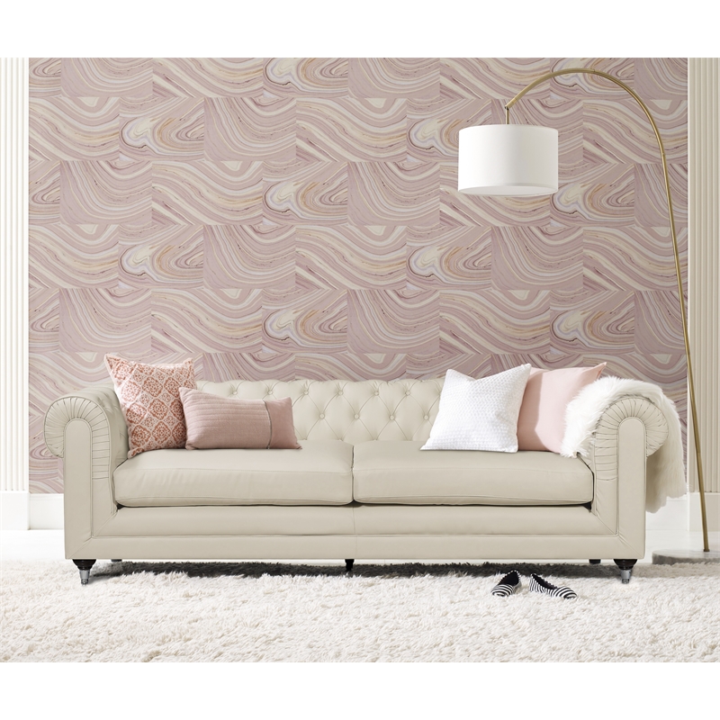 Elle Decor Amery Tufted Sofa in French Ivory