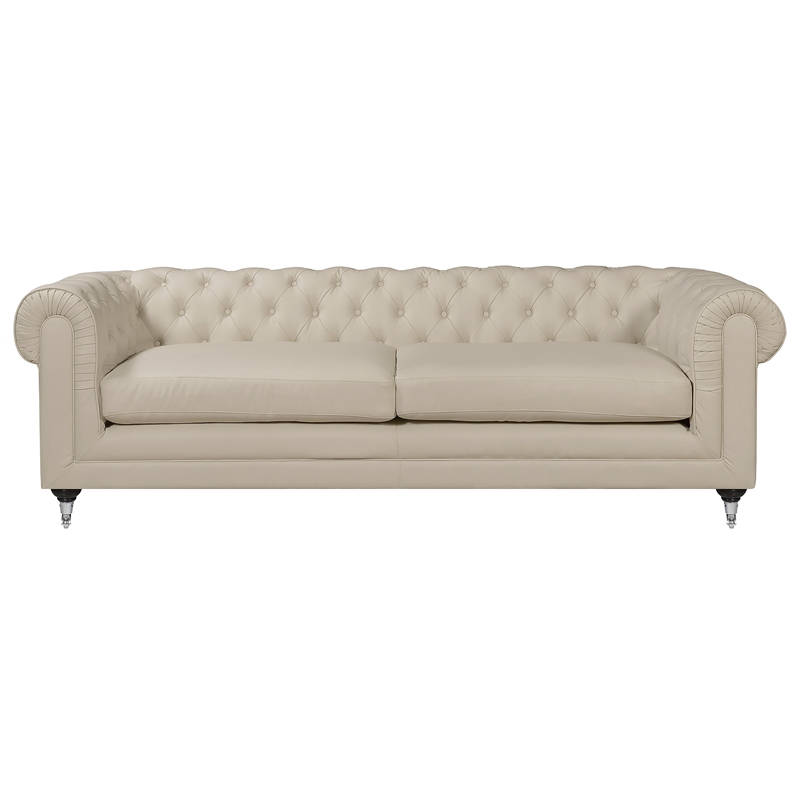 Elle Decor Amery Tufted Sofa in French Ivory