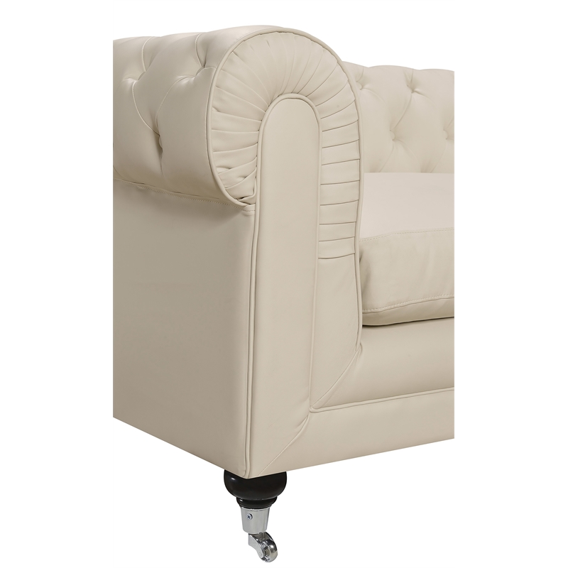Elle Decor Amery Tufted Sofa in French Ivory