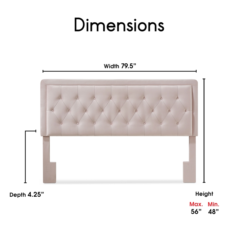 Elle Decor Amery King Tufted Upholstered Headboard in French Mauve