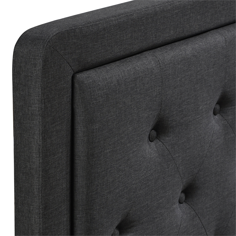 Elle Decor Amery Queen Tufted Upholstered Headboard in Charcoal Gray