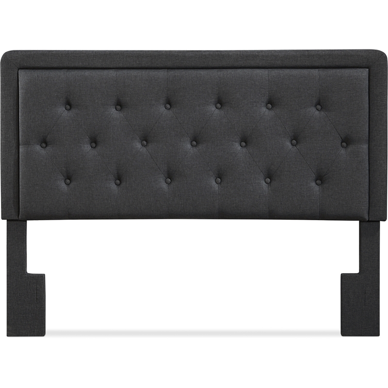 Elle Decor Amery Queen Tufted Upholstered Headboard in Charcoal Gray