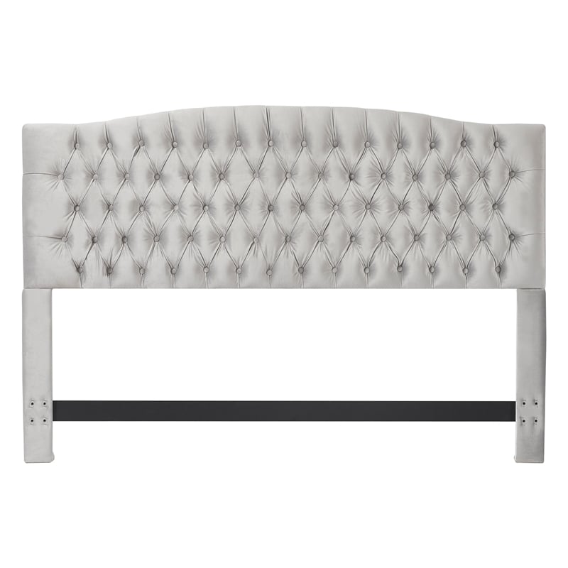 Elle Decor Celeste Queen Size Headboard Pearl Grey Velvet