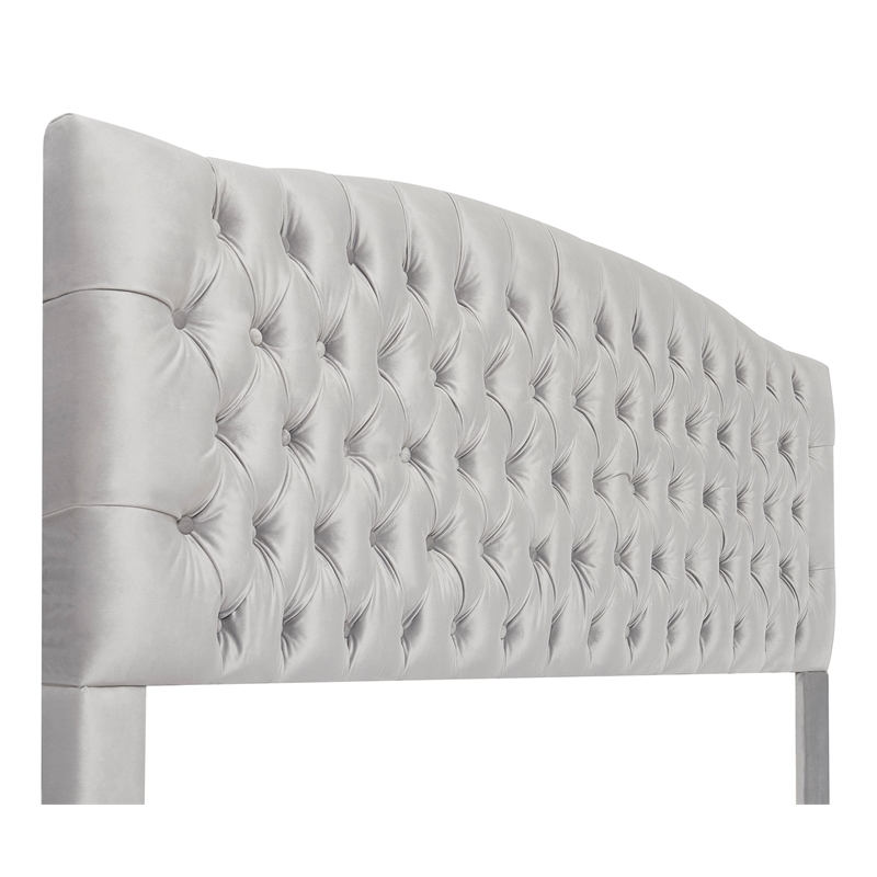 Elle Decor Celeste Queen Size Headboard Pearl Grey Velvet
