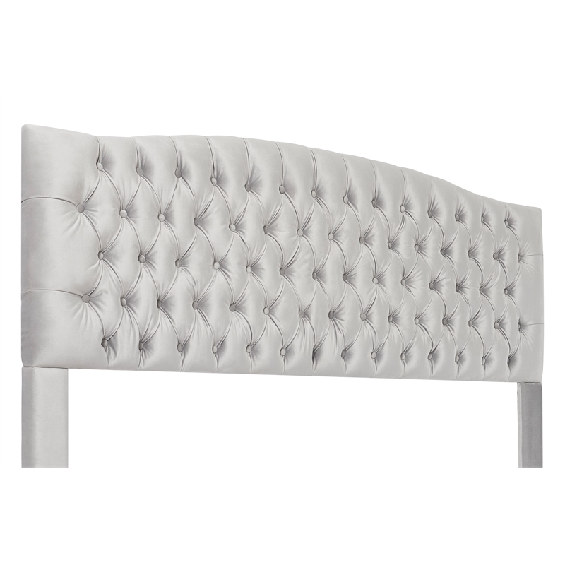 Elle Decor Celeste Queen Size Headboard Pearl Grey Velvet