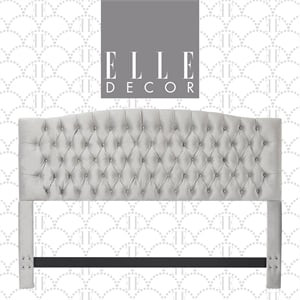 Elle Decor Celeste Queen Size Headboard Pearl Grey Velvet