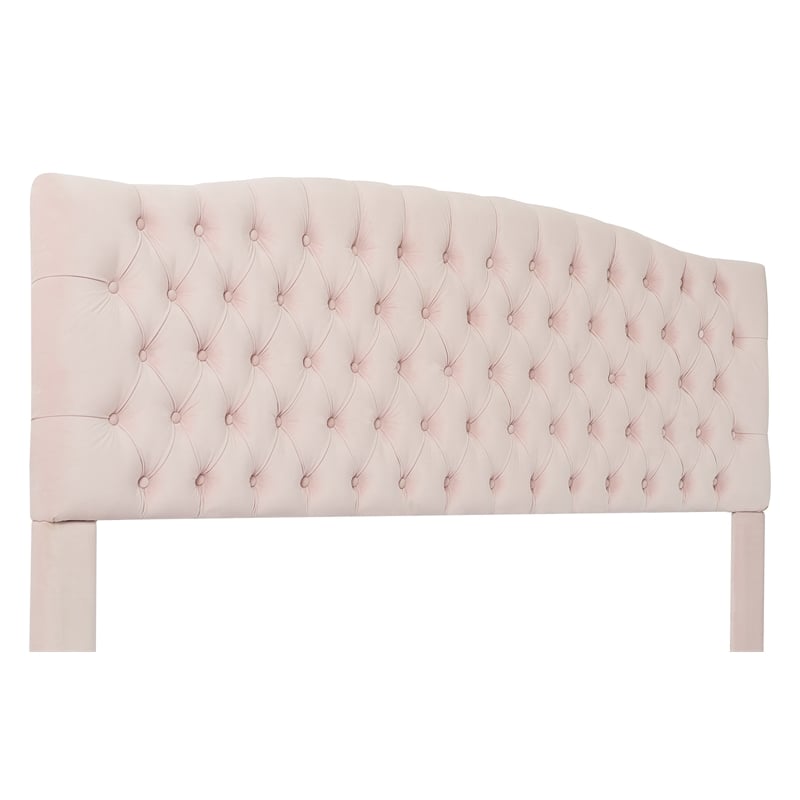 Elle Decor Celeste Queen Size Headboard Blush Pink Velvet Fabric