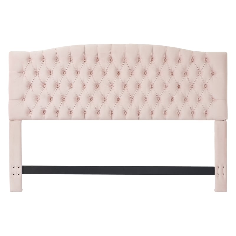 Elle Decor Celeste Queen Size Headboard Blush Pink Velvet Fabric