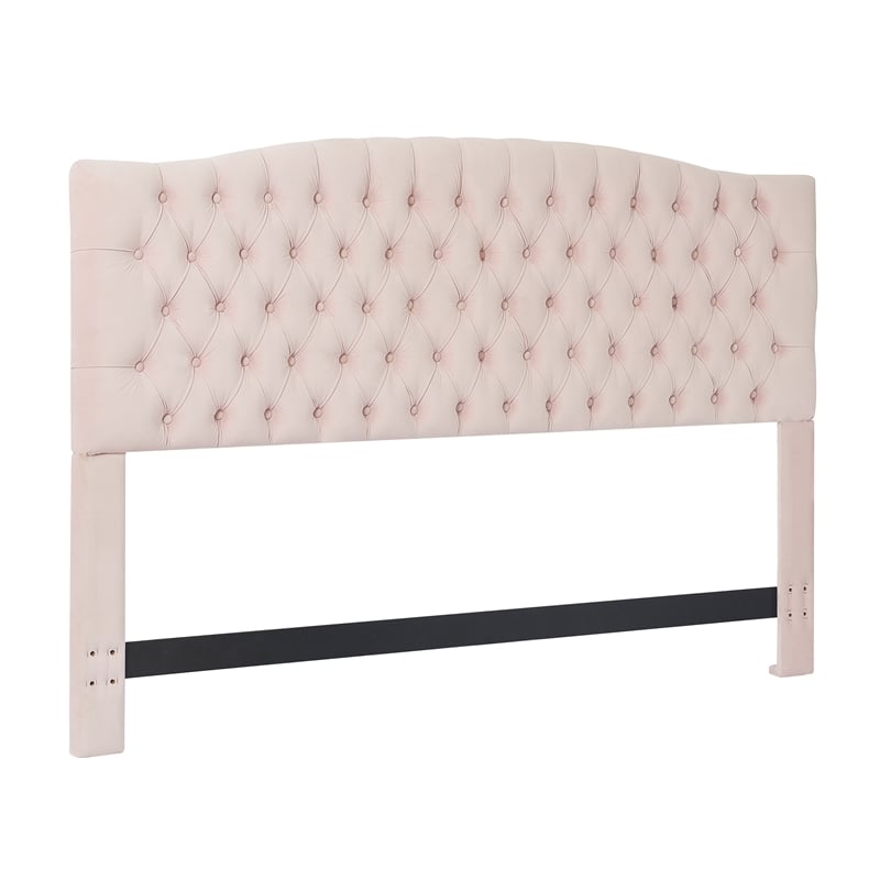 Elle Decor Celeste Queen Size Headboard Blush Pink Velvet Fabric