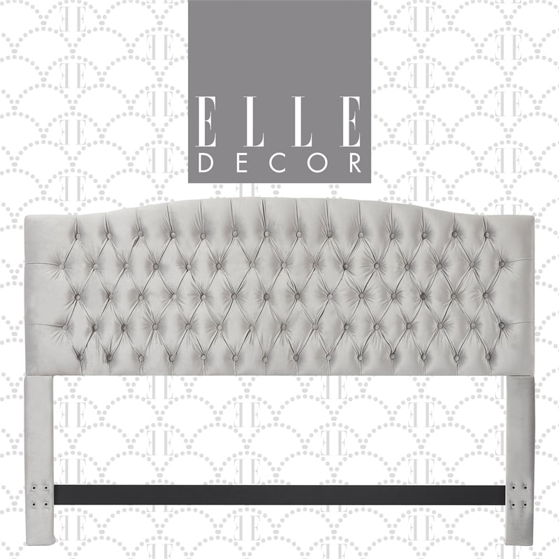 Elle Decor Celeste King Size Headboard Pearl Grey Velvet