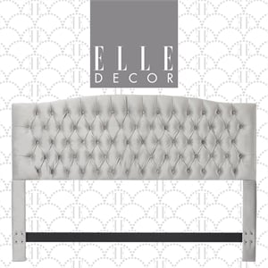 Elle Decor Celeste King Size Headboard Pearl Grey Velvet