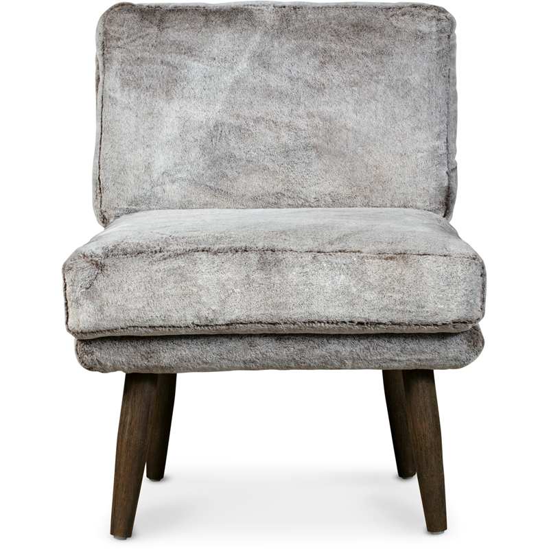 Elle Decor Sophie Armless Slipper Chair in Mink Brown Faux Fur