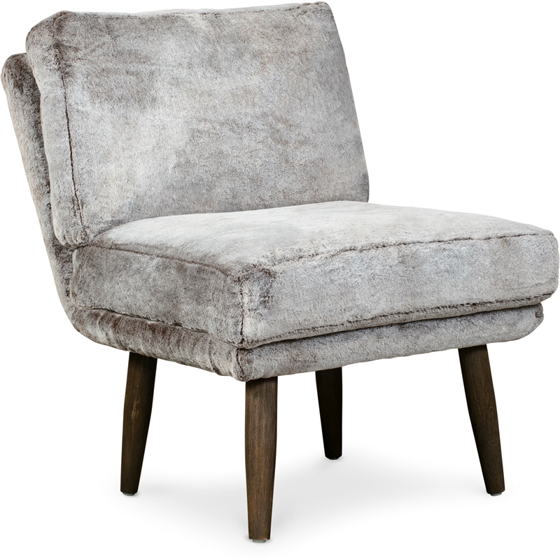 Elle Decor Sophie Armless Slipper Chair in Mink Brown Faux Fur