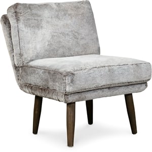 Elle Decor Sophie Armless Slipper Chair in Mink Brown Faux Fur