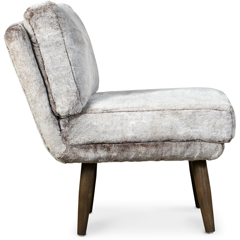 Elle Decor Sophie Armless Slipper Chair in Mink Brown Faux Fur