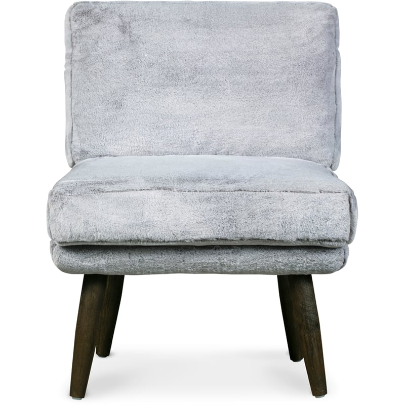Elle Decor Sophie Armless Slipper Chair in Mink Gray Faux Fur