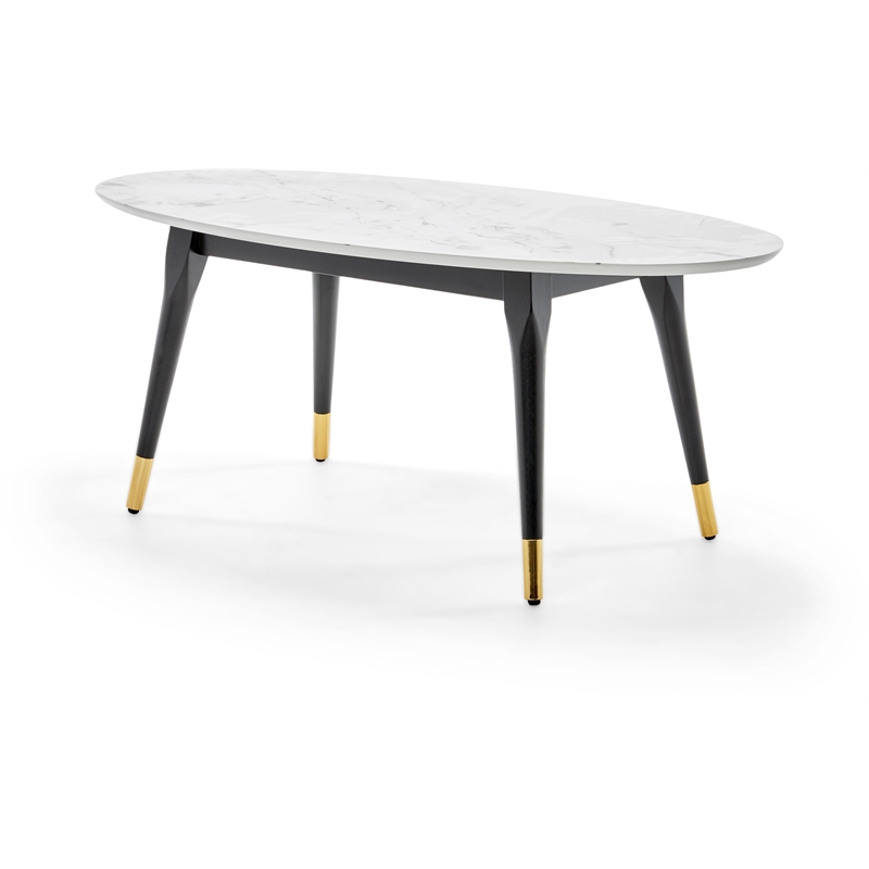 Elle Decor Clemintine Oval Coffee Table Marble Print