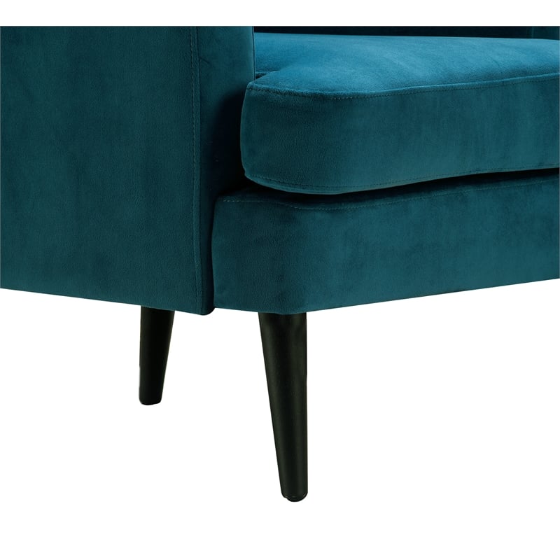 Elle Decor Celeste Tufted Velvet Accent Chair French Teal